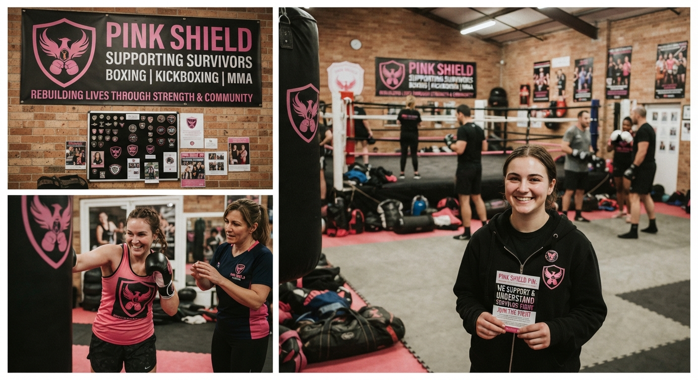 Pink Shield — supporting survivors, boxing, kickboxing, MMA, community certificates